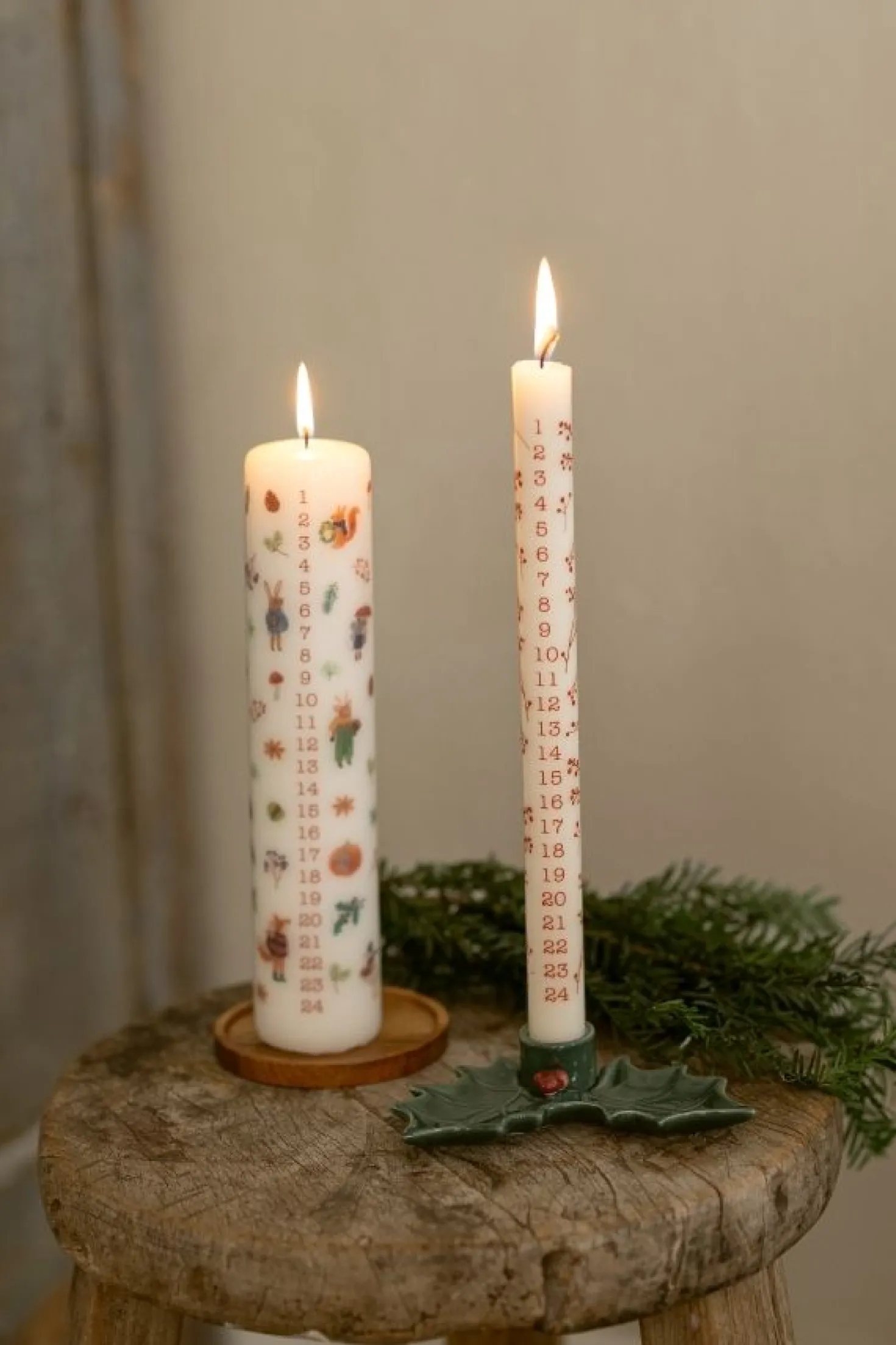 Adventskaars, besjes, Ø2,2 x 30 cm