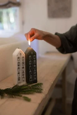 Adventskaars, huis, wit, 20 cm