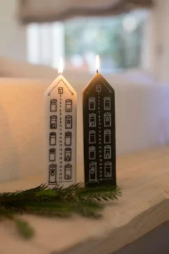 Adventskaars, huis, wit, 20 cm