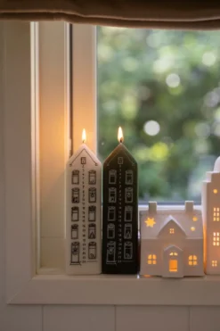 Adventskaars, huis, wit, 20 cm