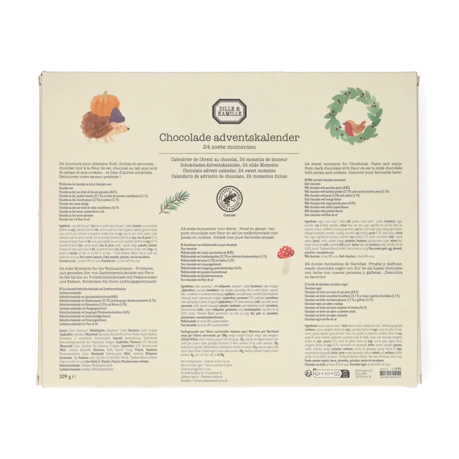 Adventskalender, chocolade, 209 gram