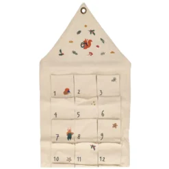 Adventskalender, ongebleekt bio-katoen, bosvondsten, 115 x 40 cm