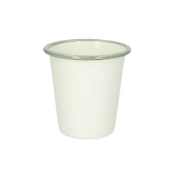 Beker, emaille, groengrijs/wit, Ø 9 cm