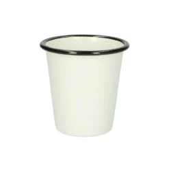Beker, emaille, zwart/wit, Ø 9 cm