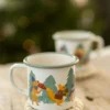 Beker met oor, emaille, dieren kerstbos, Ø8 cm