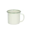 Beker met oor, emaille, groengrijs/wit, Ø 7 cm