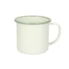 Beker met oor, emaille, groengrijs/wit, Ø 9 cm