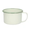 Beker met oor, emaille, groengrijs/wit, Ø 11 cm