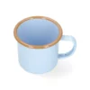 Beker met oor, emaille, lichtblauw/bruin, Ø8 cm