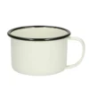 Beker met oor, emaille, zwart/wit, Ø 11 cm
