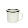 Beker met oor, emaille, zwart/wit, Ø 7 cm