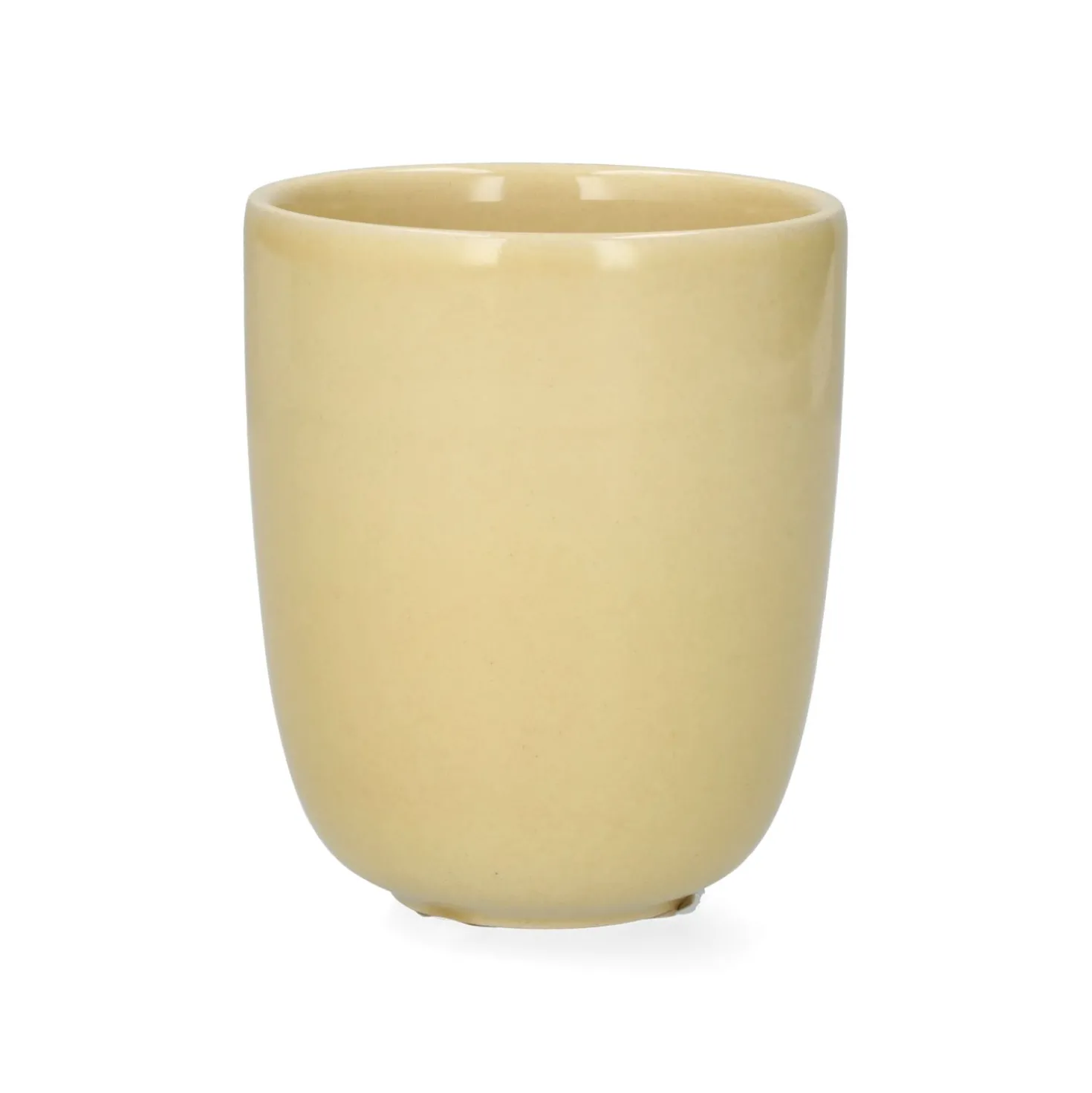 Beker, reactieve glazuur, steengoed, korengeel, 200 ml
