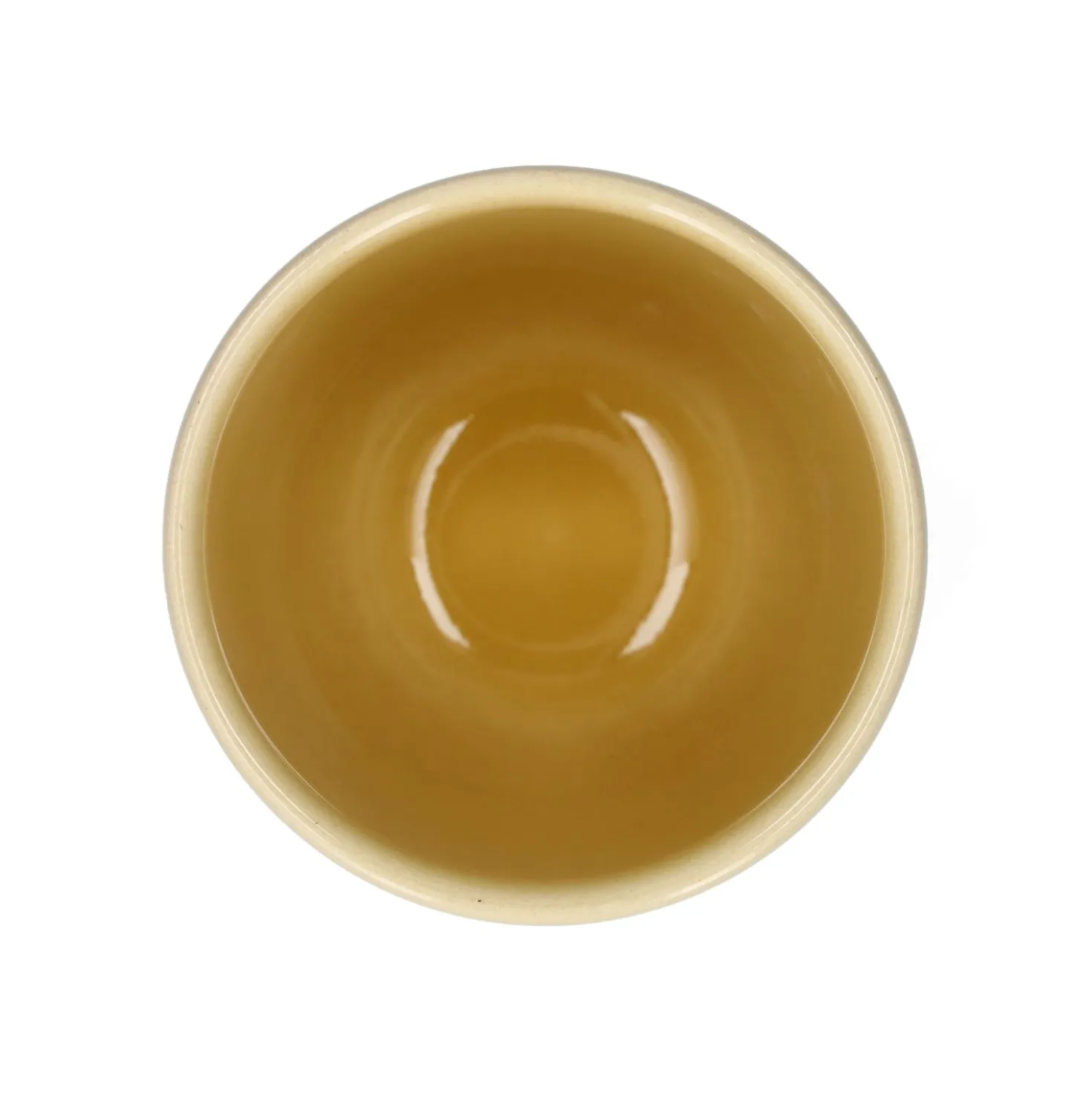 Beker, reactieve glazuur, steengoed, korengeel, 200 ml