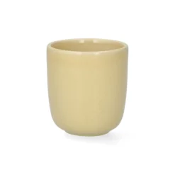 Beker, reactieve glazuur, steengoed, korengeel, Ø6 x 6,5 cm