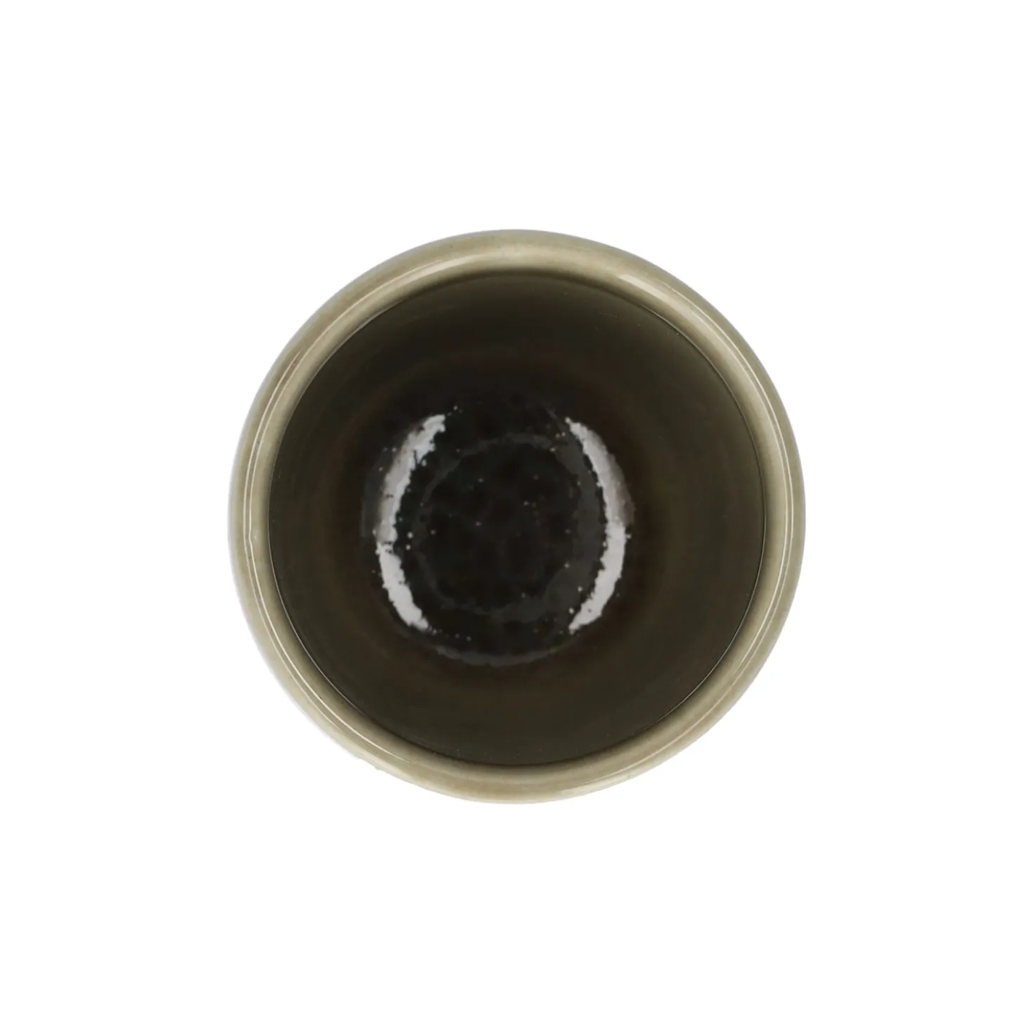 Beker, reactieve glazuur, steengoed, olijfgroen, Ø6 x 6,5 cm