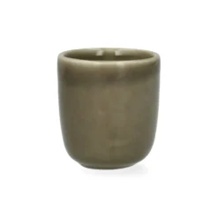 Beker, reactieve glazuur, steengoed, olijfgroen, Ø6 x 6,5 cm