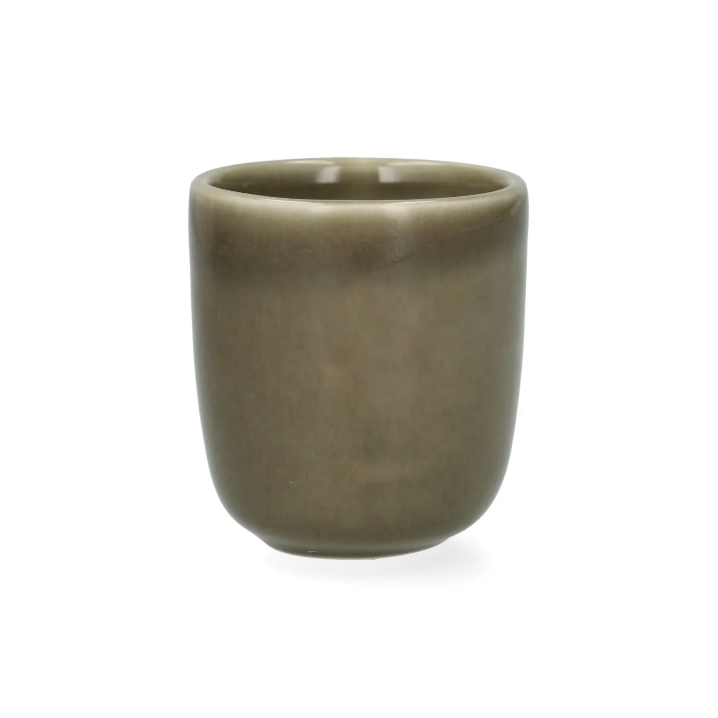 Beker, reactieve glazuur, steengoed, olijfgroen, Ø6 x 6,5 cm