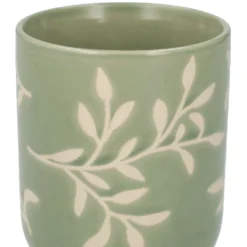 Beker, steengoed, donkergroen, takjes, 280 ml