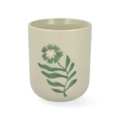 Beker, steengoed, groen, cosmosbloem, 280 ml