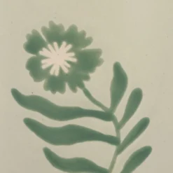 Beker, steengoed, groen, cosmosbloem, 280 ml