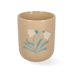 Beker, steengoed, zandkleurig, klokjesbloem, 280 ml