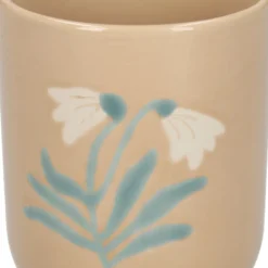 Beker, steengoed, zandkleurig, klokjesbloem, 280 ml