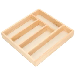 Bestekbak met 5 vakken, rubberhout, 32,5 x 31 cm