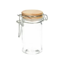 Beugelpotje met houten dop, glas, 90 ml