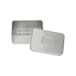 Blikje voor blokzeep incl. tray, aluminium, 10 x 7 x 2,7 cm