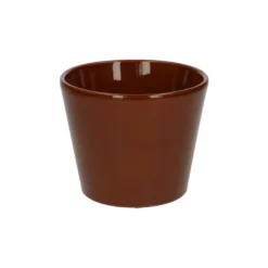 Bloempot, aardewerk, cognacbruin, Ø 12 cm