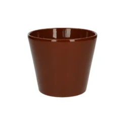 Bloempot, aardewerk, cognacbruin, Ø 15,5 cm