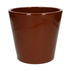 Bloempot, aardewerk, cognacbruin, Ø 25 cm
