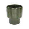 Bloempot, aardewerk, geribbeld, bosgroen, Ø14 X H15 cm