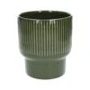 Bloempot, aardewerk, geribbeld, bosgroen, Ø17XH19 cm