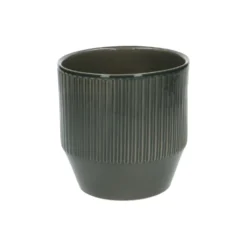 Bloempot, aardewerk, grijsgroen geribbeld, Ø 13 cm