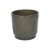 Bloempot, aardewerk, grijsgroen met palmbladmotief, Ø 14 cm