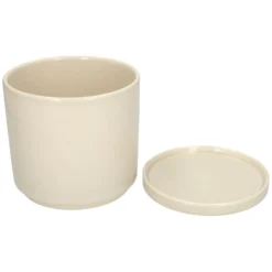 Bloempot met schotel, aardewerk, beige, Ø16 x 15 cm