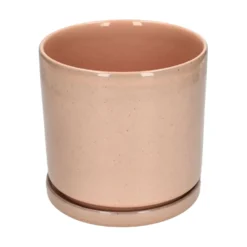 Bloempot met schotel, aardewerk, oudroze, Ø16 x 15 cm