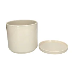 Bloempot met schotel, aardewerk, beige, Ø21 x 20 cm