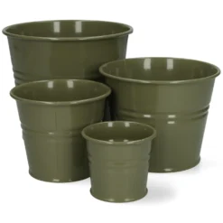 Bloempot, zink, olijfgroen, Ø14,5 cm