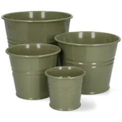 Bloempot, zink, olijfgroen, Ø17 cm