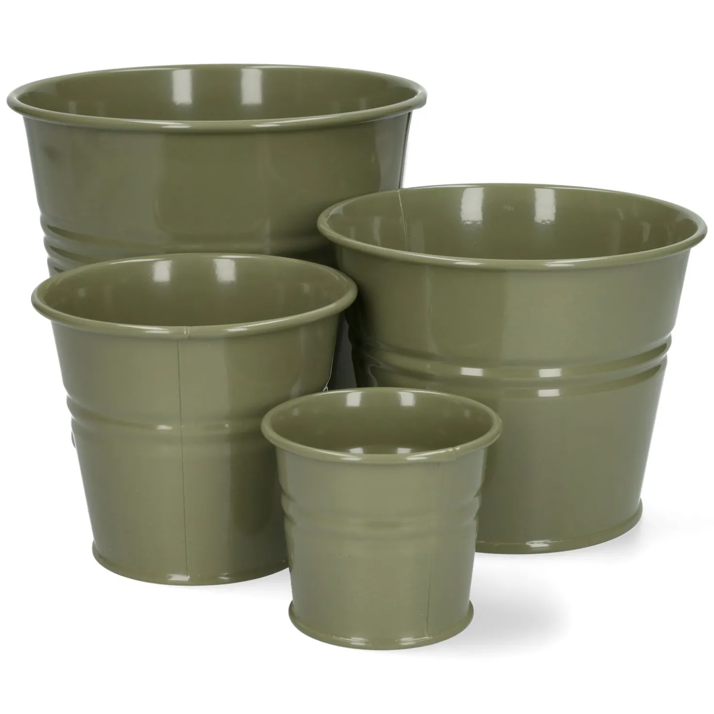 Bloempot, zink, olijfgroen, Ø17 cm