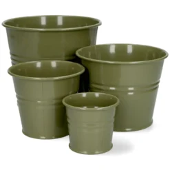 Bloempot, zink, olijfgroen, Ø11 cm