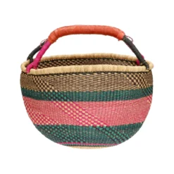 Bolgamand/boodschappen tas, savannegras, gekleurd, Ø 36 cm