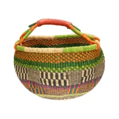 Bolgamand/boodschappen tas, savannegras, gekleurd, Ø 36 cm