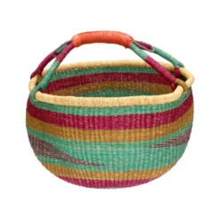 Bolgamand/boodschappen tas, savannegras, gekleurd, Ø 36 cm