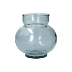 Bolvormige vaas, gerecycled glas, blauw, Ø14,2 cm