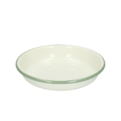 Bord diep, emaille, groengrijs/wit, Ø 15 cm