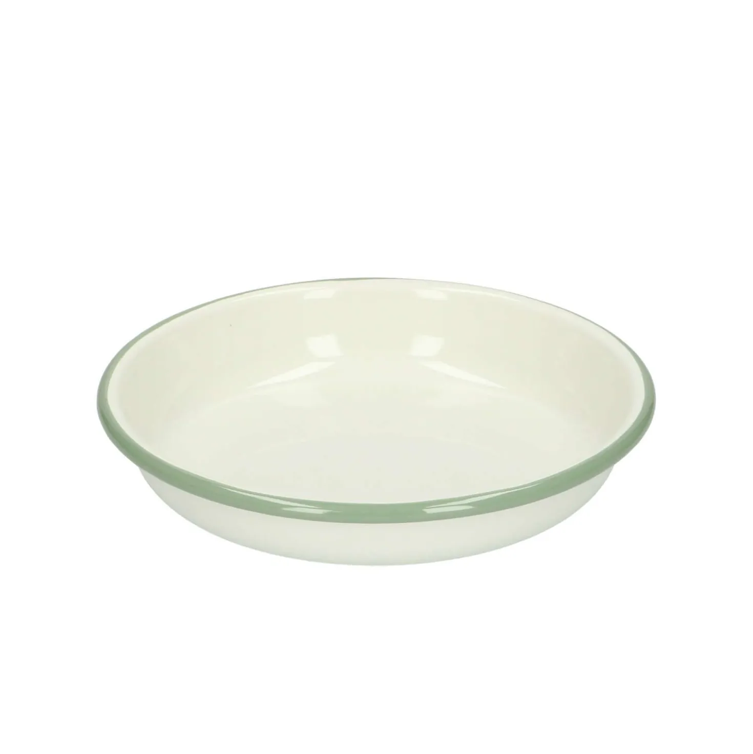 Bord diep, emaille, groengrijs/wit, Ø 15 cm