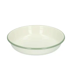 Bord diep, emaille, groengrijs/wit, Ø 19 cm